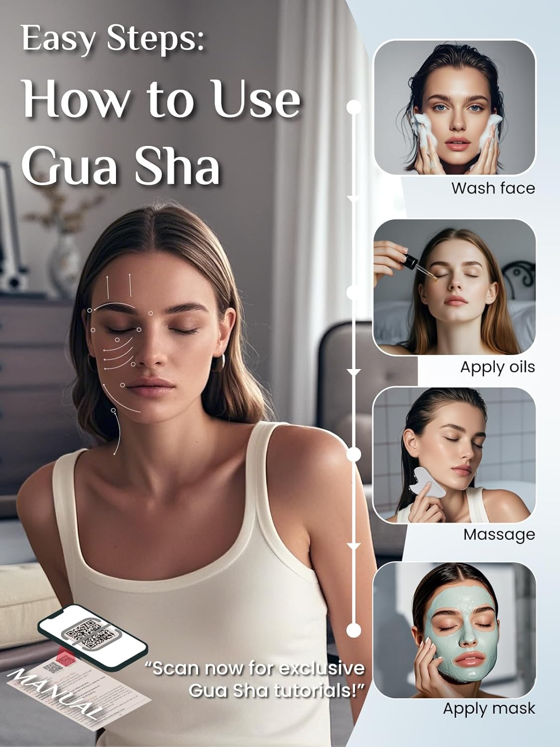 Stainless Steel Gua Sha Facial Tool for Acupuncture and Manual Massage, Ideal for Jawline Sculpting and Reducing Puffiness, Perfect Skin-Care Gift