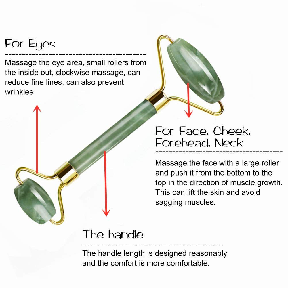 Ysrisny Gua Sha Facial Tools Jade Roller for Face - Facial Massage Tool for anti Aging Wrinkles and Skin Rejuvenate -100% Natural Jade Stone for Face Eyes (Jade Roller+Gua SHA)
