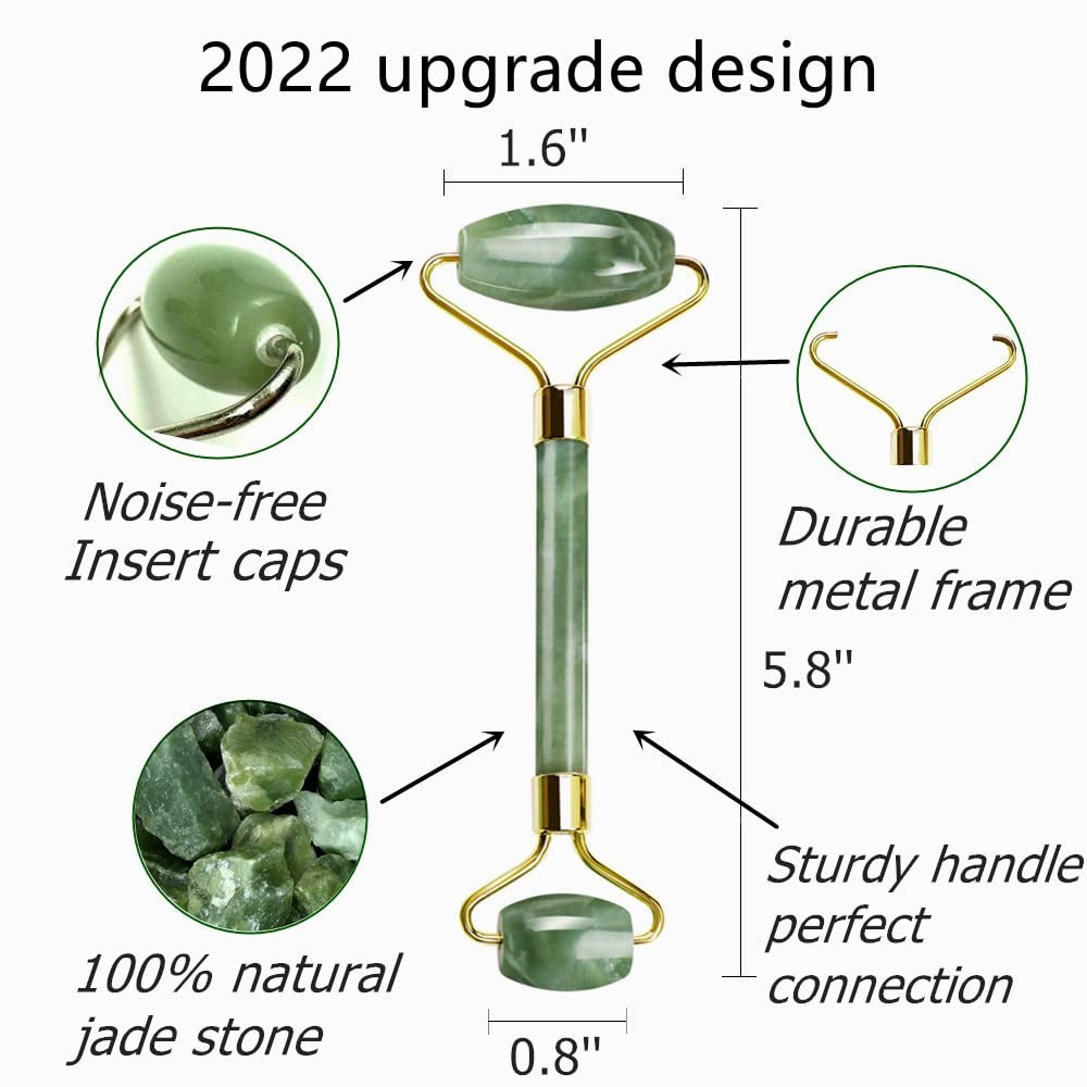 Ysrisny Gua Sha Facial Tools Jade Roller for Face - Facial Massage Tool for anti Aging Wrinkles and Skin Rejuvenate -100% Natural Jade Stone for Face Eyes (Jade Roller+Gua SHA)